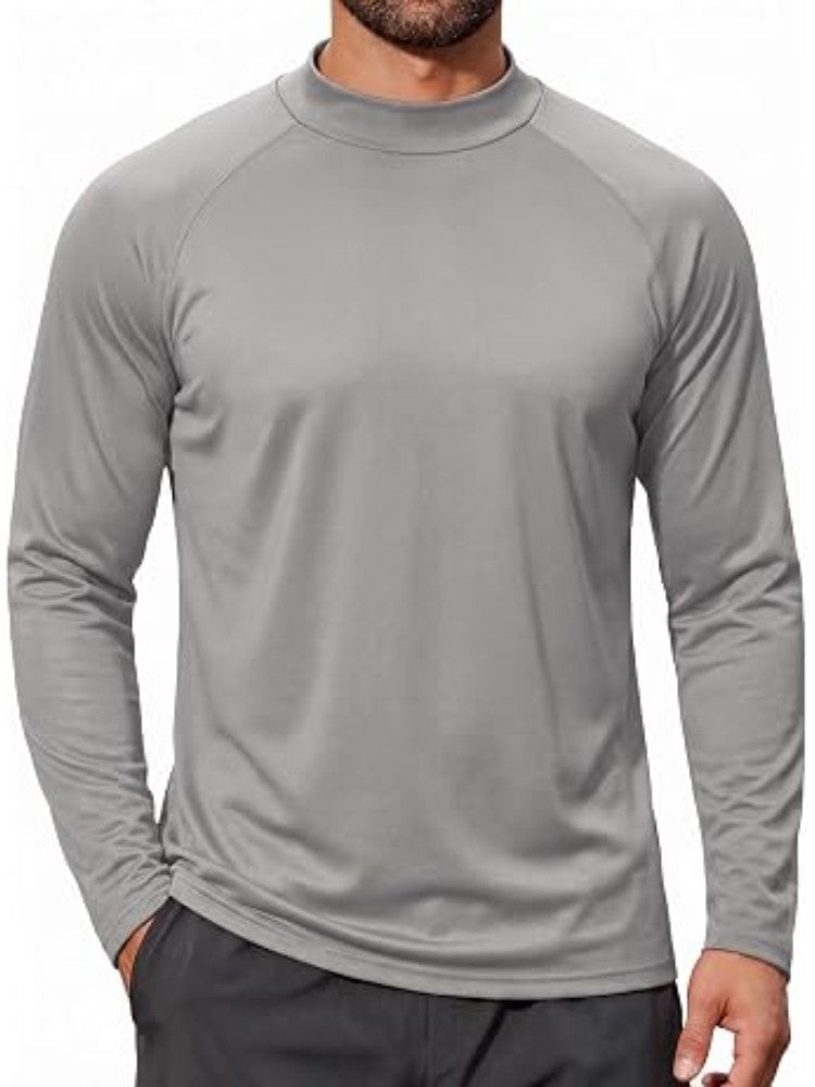 Fleece Lined Mock Neck Long Sleeve Thermal Shirt (US Only)