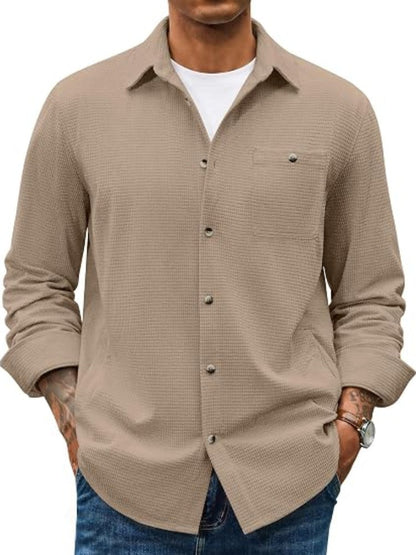 Waffle Corduroy Button Down Long Sleeve Shirt (US Only)
