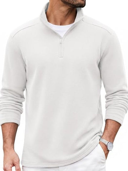 Quarter Zip Mock Neck Cotton Blend Pullover Sweatshirt (US Only)