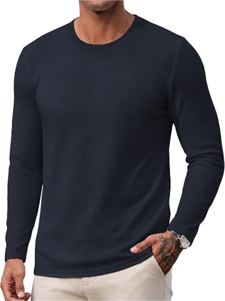 Crew Neck Long Sleeve Soft Lightweight Basic T-Shirt (US Only)