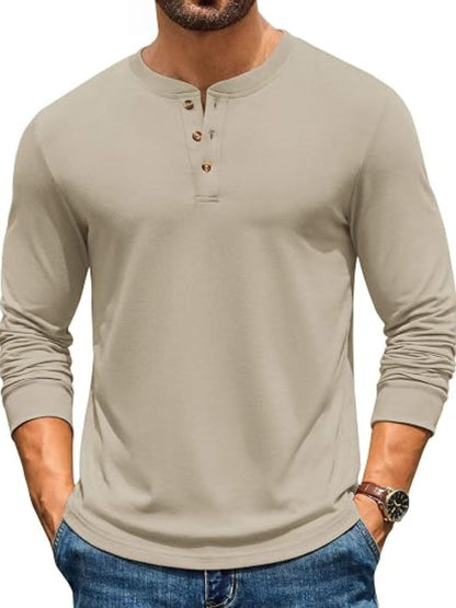Henley Cotton Blend Casual Pullover Top (US Only)