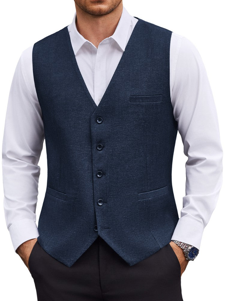 Textured Button Suit Vest with Adjustable Back Strap (US Only)