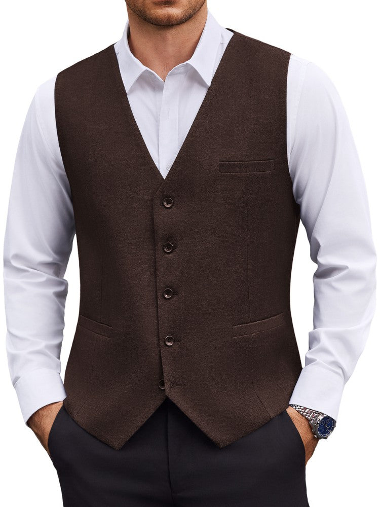 Textured Button Suit Vest with Adjustable Back Strap (US Only)