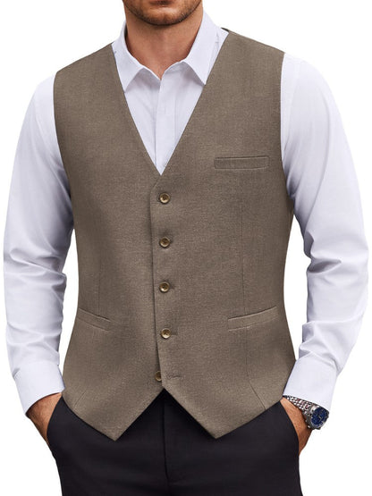 Textured Button Suit Vest with Adjustable Back Strap (US Only)