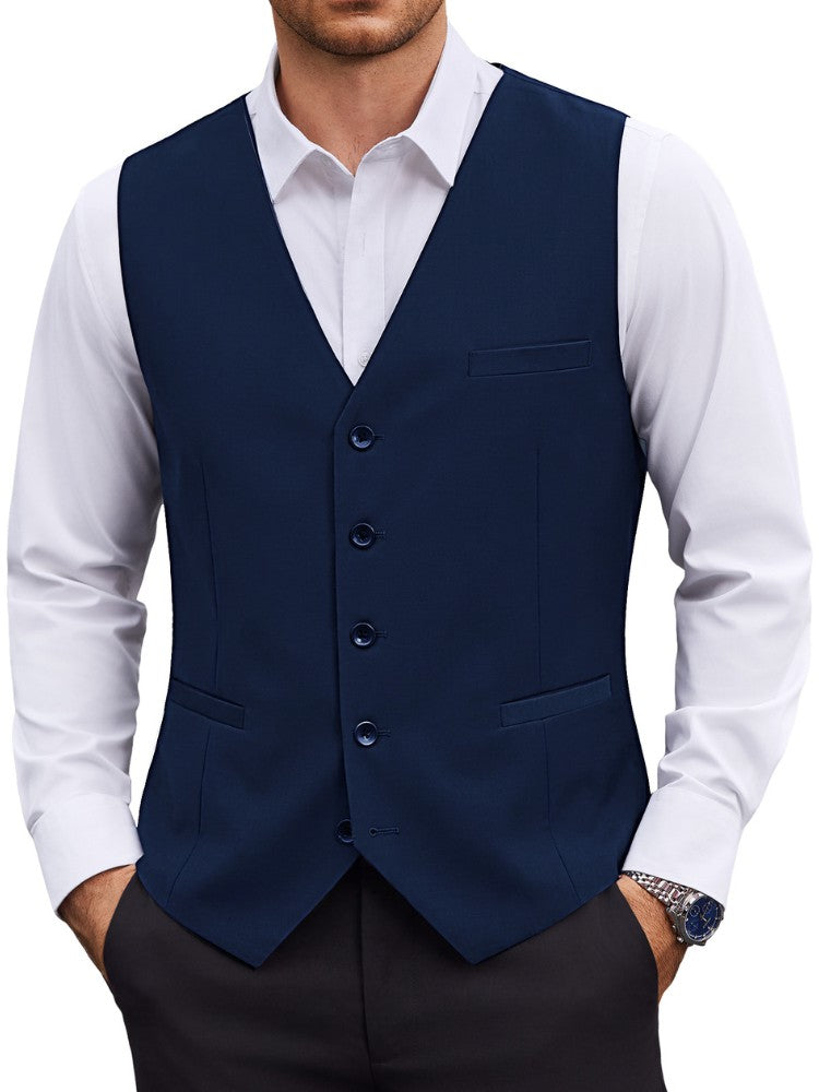 Textured Button Suit Vest with Adjustable Back Strap (US Only)