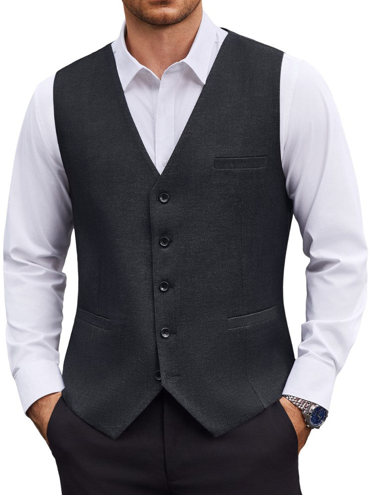 Textured Button Suit Vest with Adjustable Back Strap (US Only)