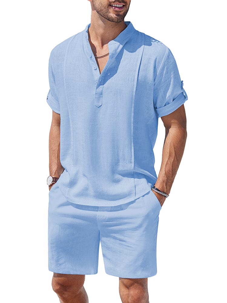 Casual Summer Shirt Shorts Set