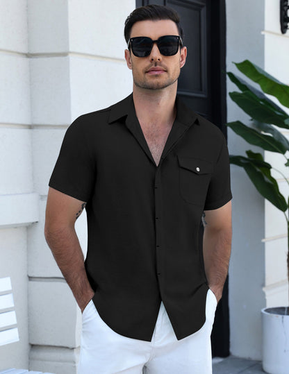 Casual Button Down Short Sleeve Shirt with Pocket (US Only)