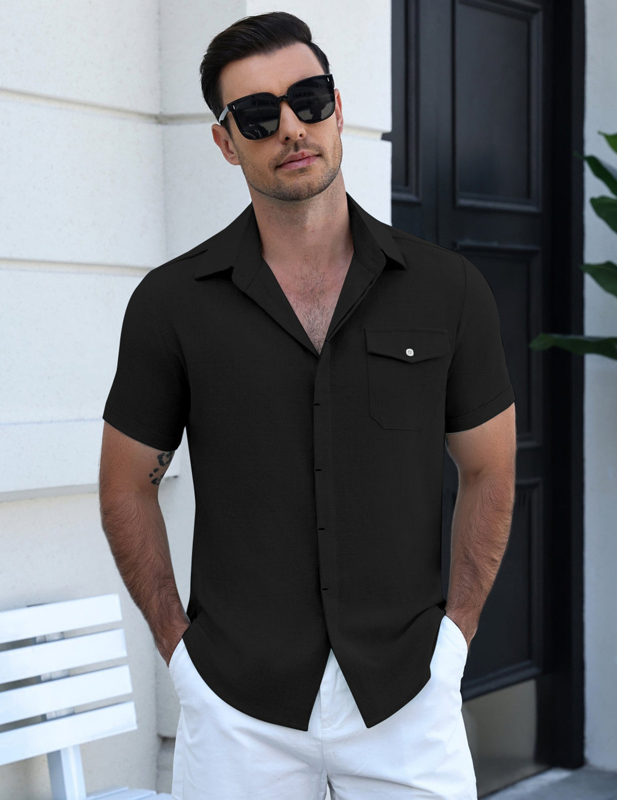 Casual Button Down Short Sleeve Shirt with Pocket (US Only)