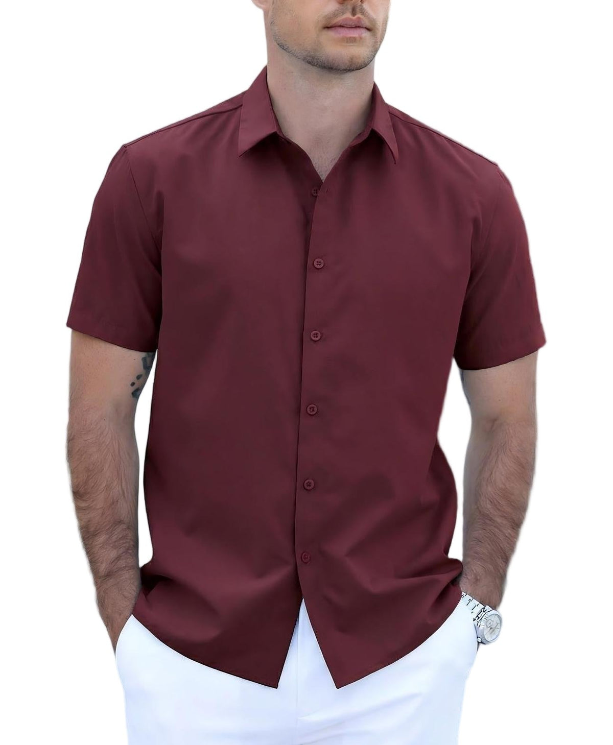 Casual Button Down Short Sleeve Dress Shirt (US Only)