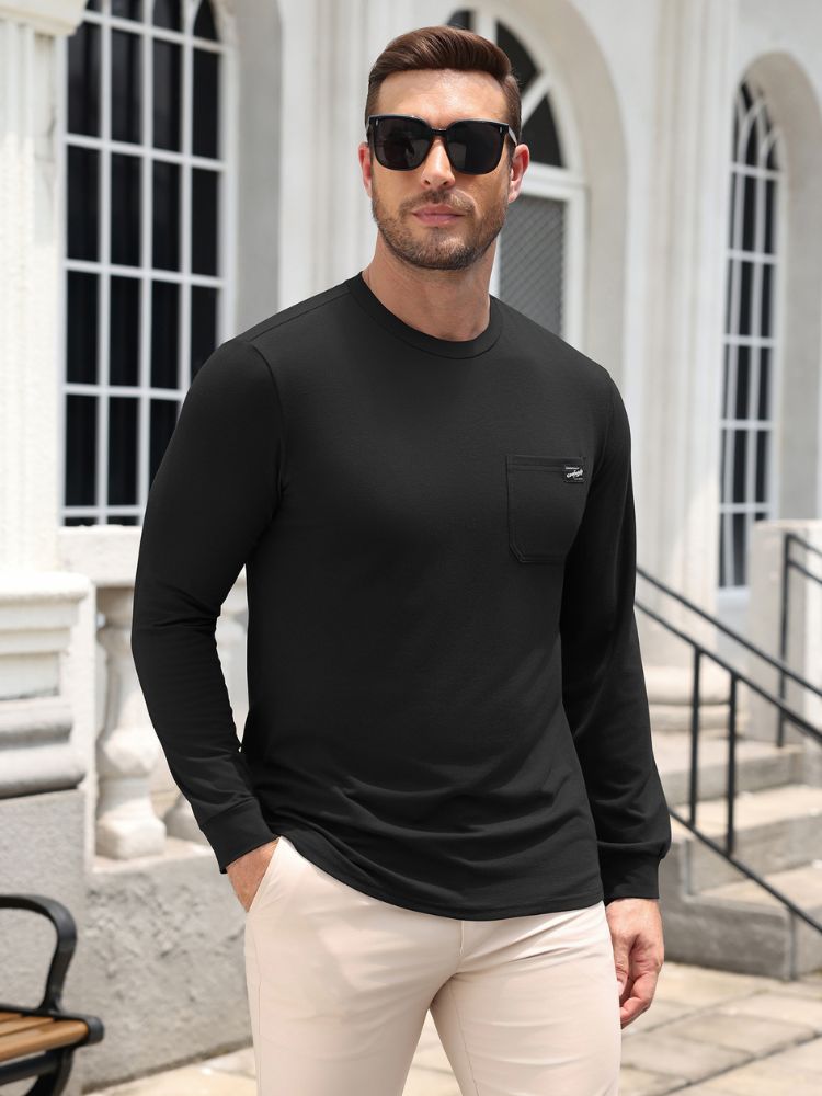 Regular Fit Crewneck Long Sleeve Pocket T-Shirt (US Only)
