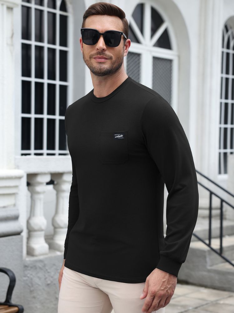 Regular Fit Crewneck Long Sleeve Pocket T-Shirt (US Only)