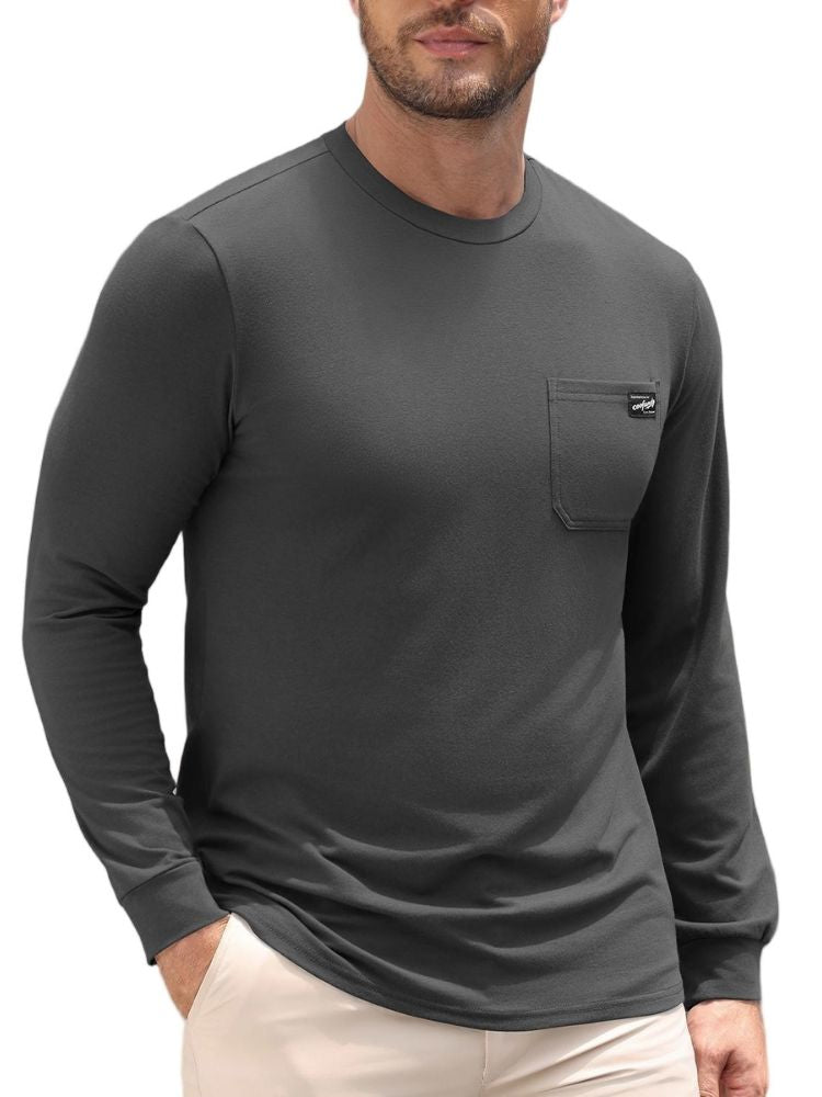 Regular Fit Crewneck Long Sleeve Pocket T-Shirt (US Only)
