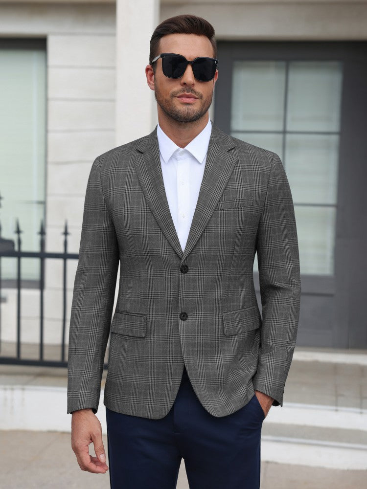 Plaid Business Casual Slim Fit Blazer (US Only)