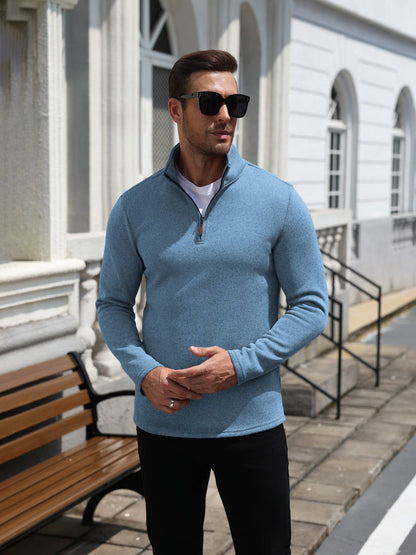 Quarter Zip Knit Fleece Pullover Sweater (US Only)