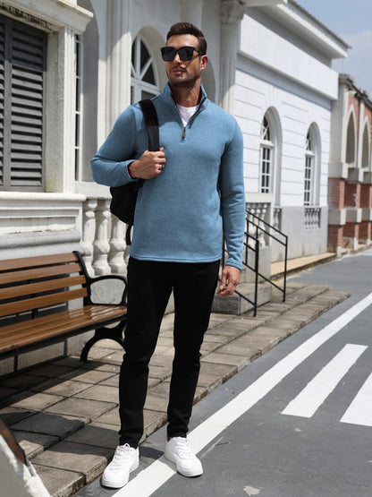 Quarter Zip Knit Fleece Pullover Sweater (US Only)