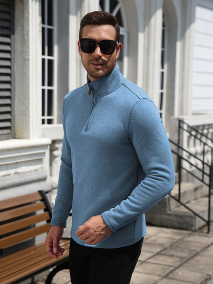 Quarter Zip Knit Fleece Pullover Sweater (US Only)