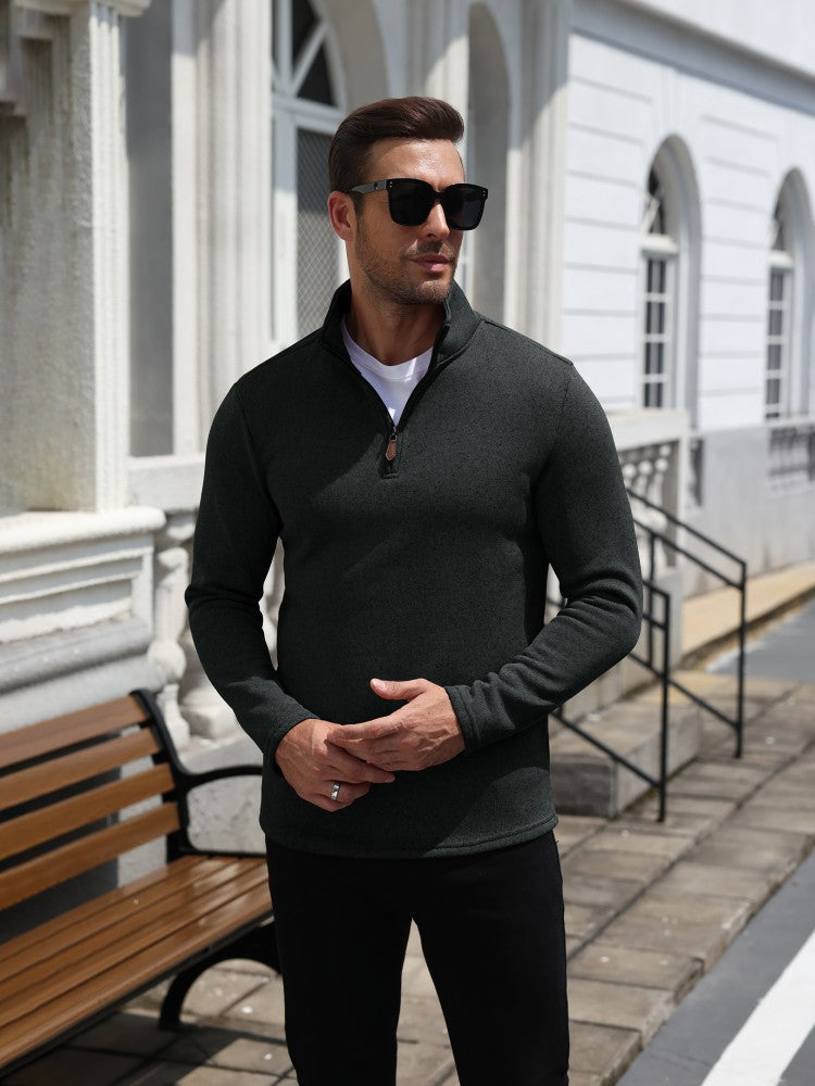 Quarter Zip Knit Fleece Pullover Sweater (US Only)