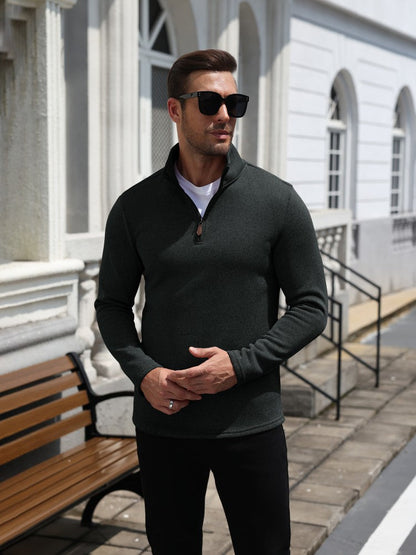 Quarter Zip Knit Fleece Pullover Sweater (US Only)