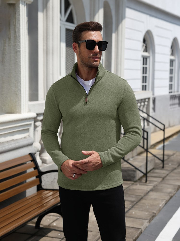 Quarter Zip Knit Fleece Pullover Sweater (US Only)