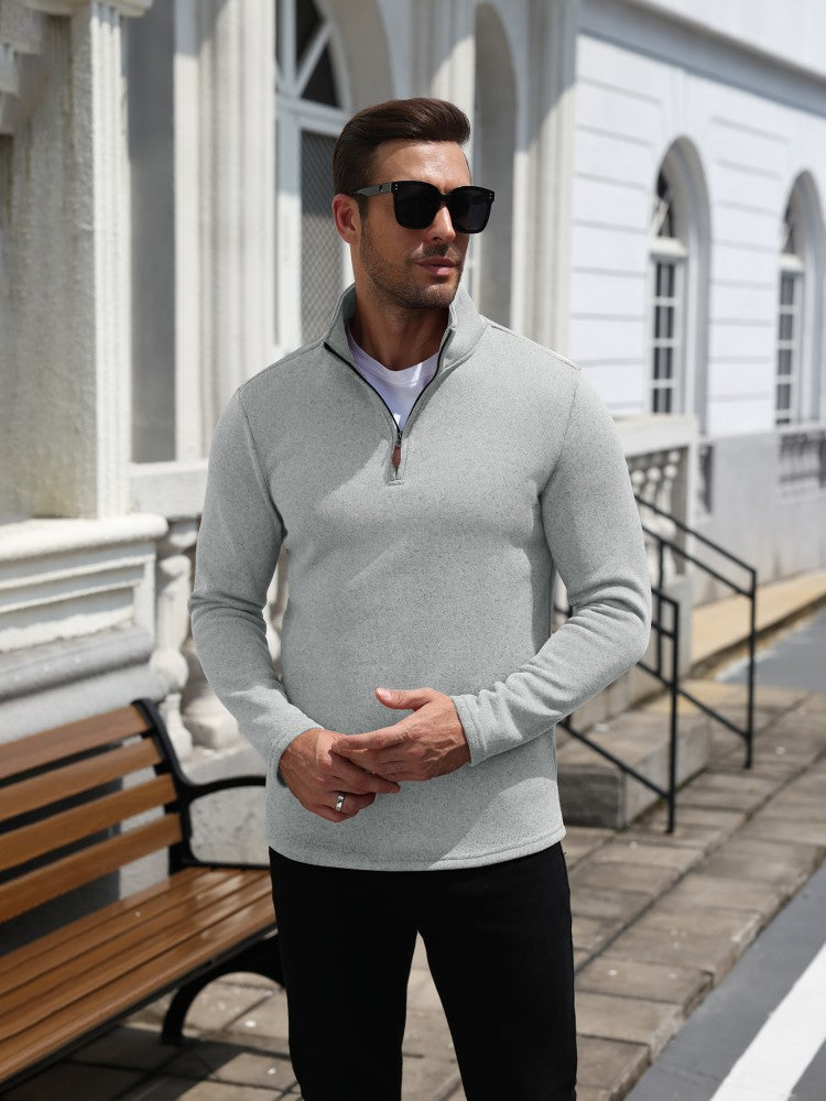Quarter Zip Knit Fleece Pullover Sweater (US Only)