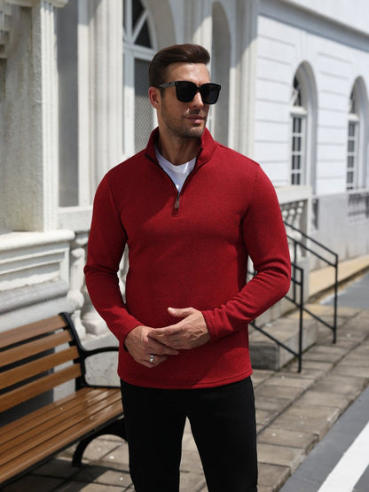 Quarter Zip Knit Fleece Pullover Sweater (US Only)
