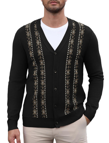 Vintage Striped V-Neck Button Down Cardigan Sweater (US Only)