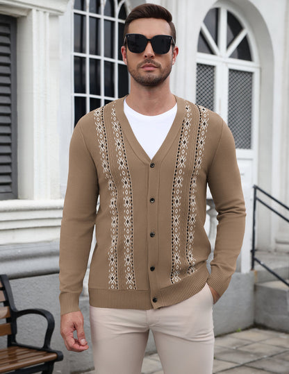 Vintage Striped V-Neck Button Down Cardigan Sweater (US Only)