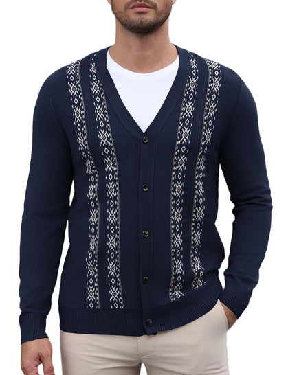 Vintage Striped V-Neck Button Down Cardigan Sweater (US Only)