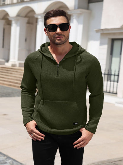Lightweight Quarter Zip Hoodie with Kangaroo Pocket (US Only)