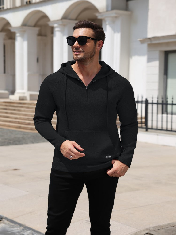 Lightweight Quarter Zip Hoodie with Kangaroo Pocket (US Only)