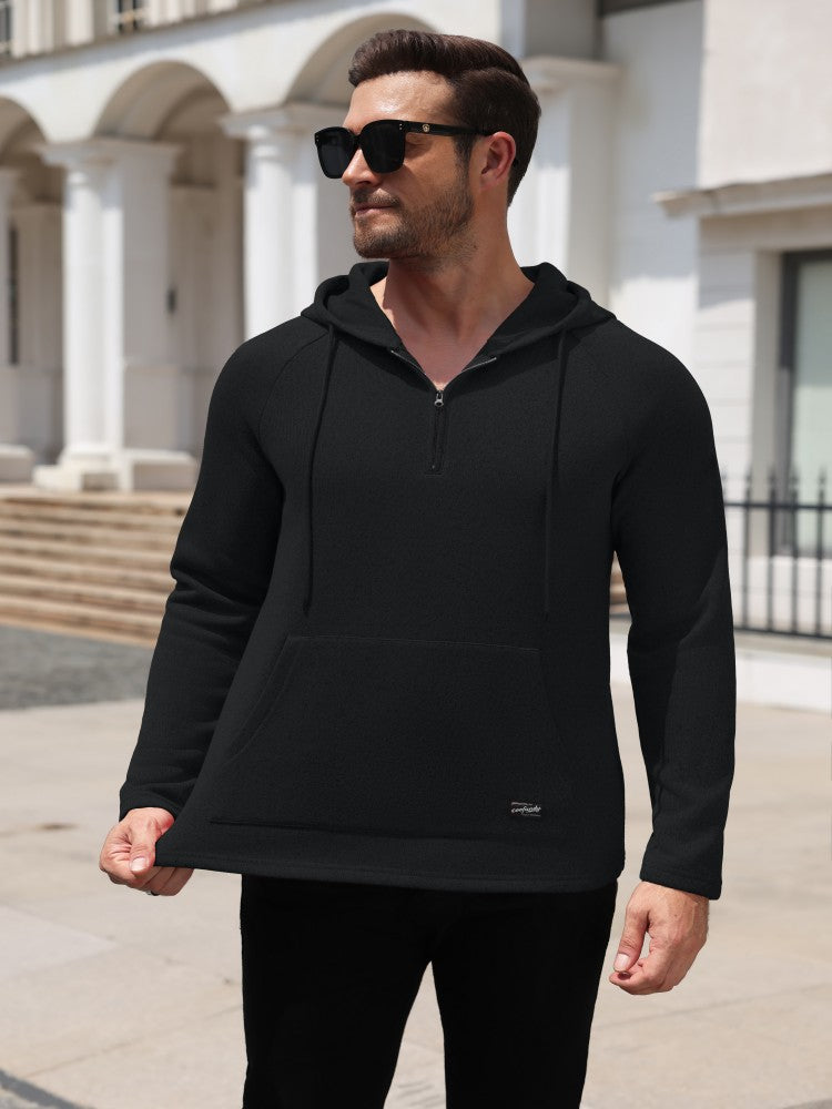 Lightweight Quarter Zip Hoodie with Kangaroo Pocket (US Only)