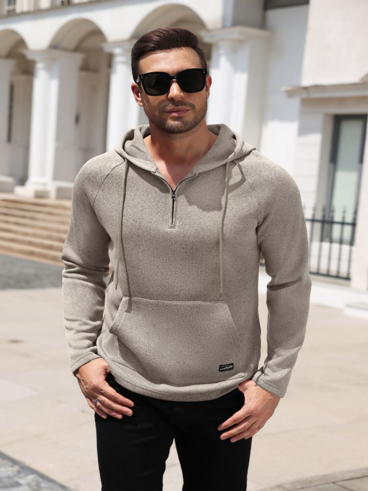 Lightweight Quarter Zip Hoodie with Kangaroo Pocket (US Only)