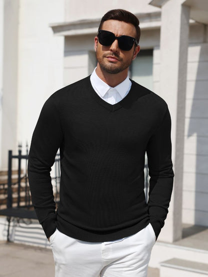Regular Fit V-Neck Knit Pullover Sweater (US Only)