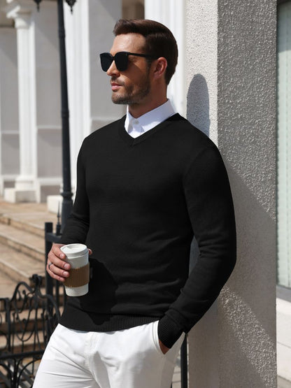 Regular Fit V-Neck Knit Pullover Sweater (US Only)