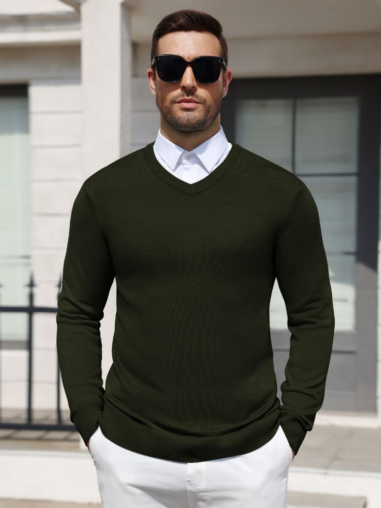Regular Fit V-Neck Knit Pullover Sweater (US Only)