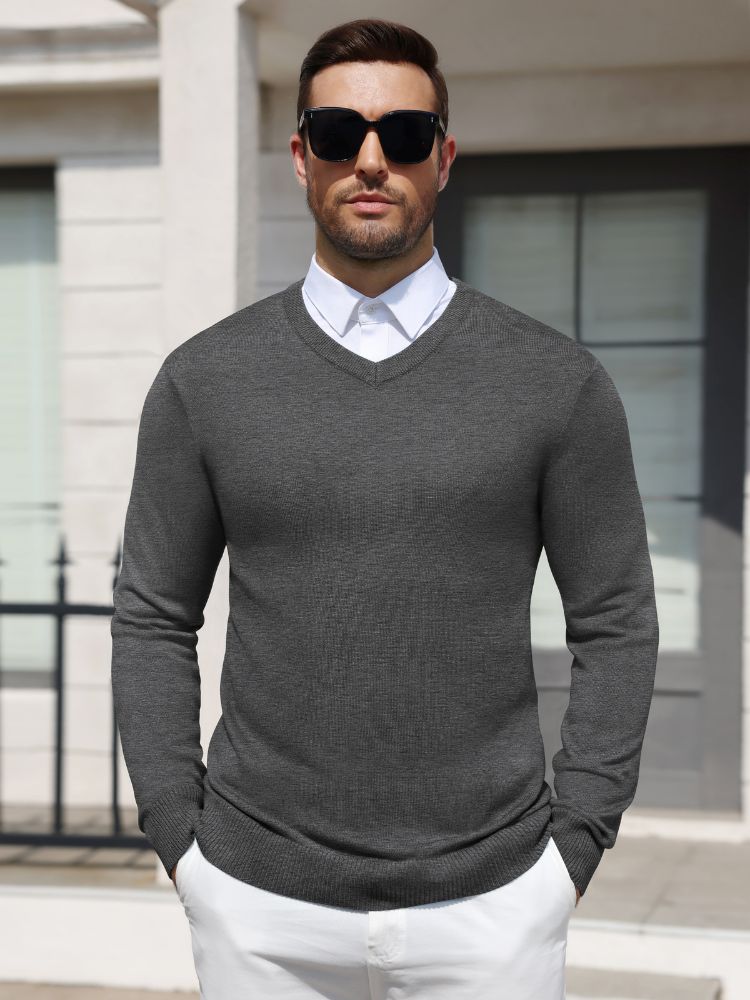 Regular Fit V-Neck Knit Pullover Sweater (US Only)