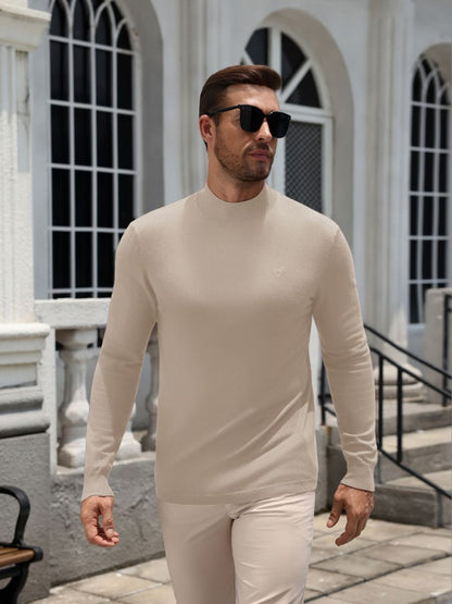 Mock Neck Slim Fit Fine Knit Pullover Sweater (US Only)