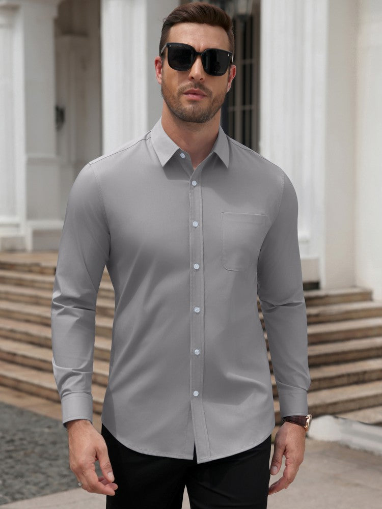 Wrinkle Free Slim Fit Long Sleeve Dress Shirt (US Only)