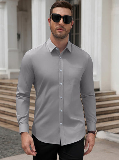 Wrinkle Free Slim Fit Long Sleeve Dress Shirt (US Only)