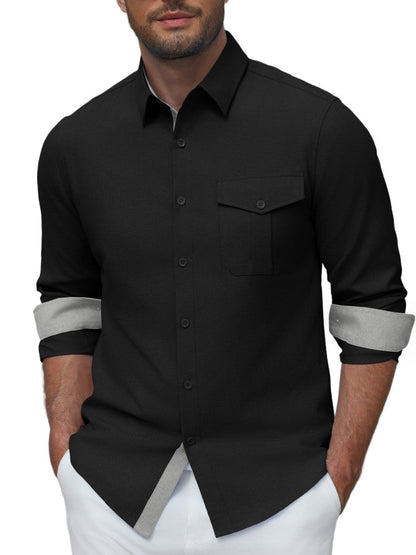 Wrinkle Free Stretch Long Sleeve Button Down Dress Shirt (US Only)