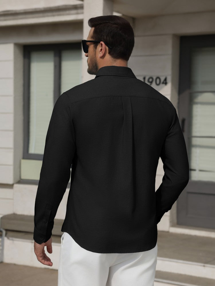 Wrinkle Free Stretch Long Sleeve Button Down Dress Shirt (US Only)