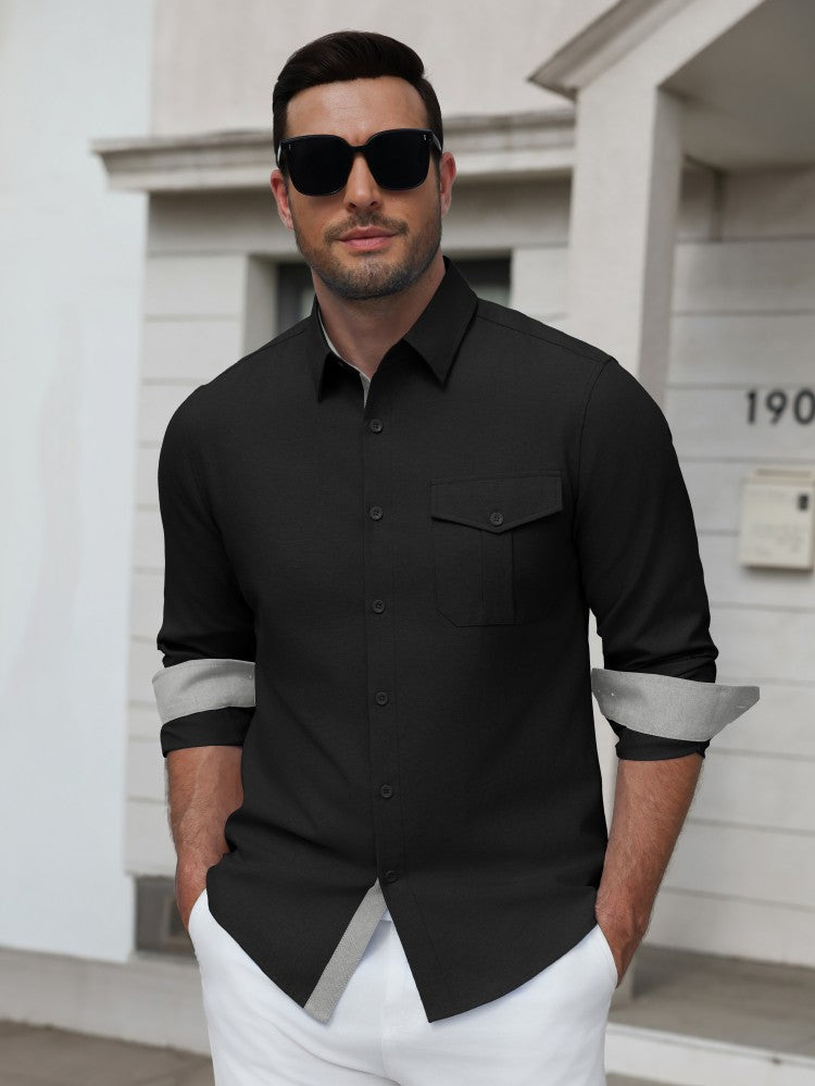 Wrinkle Free Stretch Long Sleeve Button Down Dress Shirt (US Only)