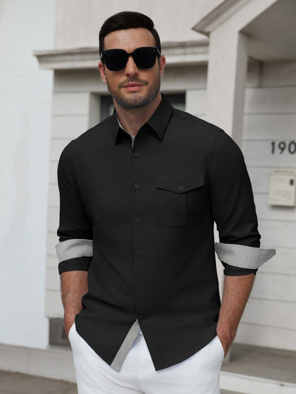 Wrinkle Free Stretch Long Sleeve Button Down Dress Shirt (US Only)