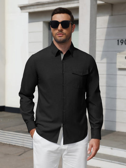 Wrinkle Free Stretch Long Sleeve Button Down Dress Shirt (US Only)
