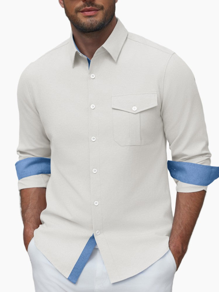 Wrinkle Free Stretch Long Sleeve Button Down Dress Shirt (US Only)