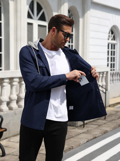 Detachable Hooded Cargo Shacket Button Down Jacket (US Only)