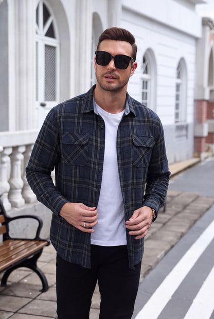 Lightweight Plaid Flannel Button Down Shirt Jacket (US Only)