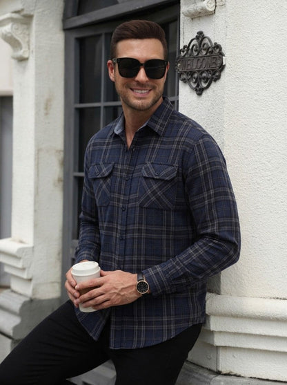 Lightweight Plaid Flannel Button Down Shirt Jacket (US Only)