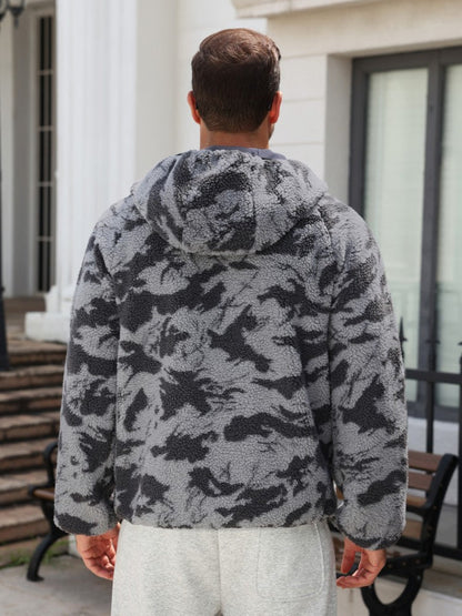 Camo Full Zip Hooded Sherpa Fleece Jacket (US Only)